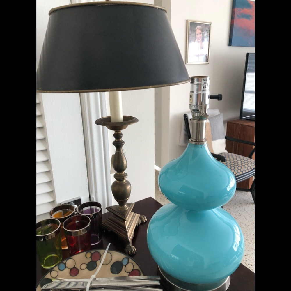 Black shade brass desk lamp